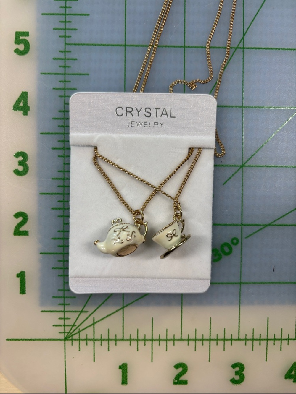Gold & Cream Teapot and Teacup Necklace Duo - Picture 4 of 7